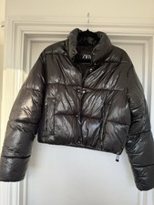 Zara Black Puffa Coat With A