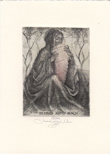 Exlibris bookplate etching - exlibris,