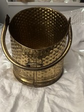 Large Vintage Brass Hammered Coal Scuttle Bucket Planter. V Good Condition