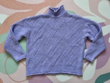 Marks & Spencer Chunky Knitted Roll Mock Neck Lilac Jumper - 8 10 12 - Zara Next