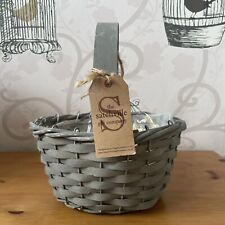 Small Grey Shabby Chic Basket