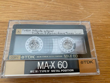 TDK MA X 60 min Type IV Metal Position Auto Cassette Tape 1988 Used Exc 3+
