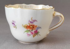 VINTAGE MEISSEN HAND PAINTED FLOWERS COFFEE CUP C1960s