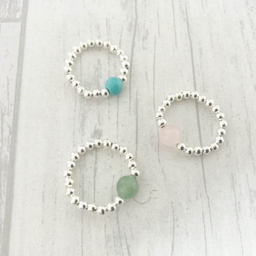 Gemstone ring stretch silver - stretch,