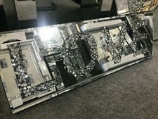 Silver Mirror Diamond crush LOVE sign Love glitz sparkle wall plaque Wall Art