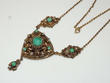 Old Czeck Ornate Pendant Green