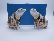 2 X ROYAL CROWN DERBY OLD IMARI POLAR BEAR PAPERWEIGHTS