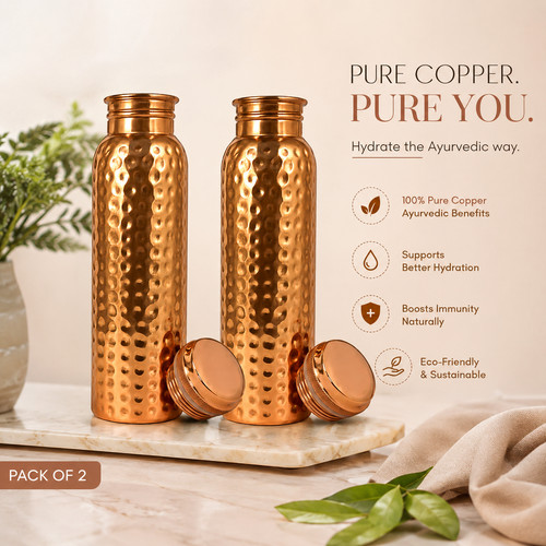 Copper water bottle - water, 950ml/34oz
