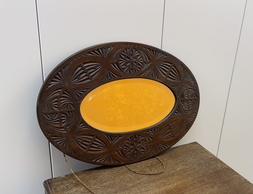 Oval mirror harwood carved - oval,