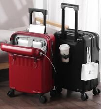 Cabin Suitcase 20" USB Port, Drinks holder, 360 Wheels, Easy access front zip