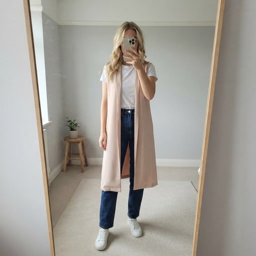 Naanaa sleeveless long open - sleeveless,