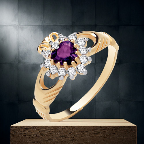 18ct gold amethyst claddagh - 18ct,