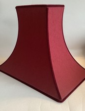 Vintage Luxury Art Deco Burgundy Wine Silk Bell Table Lampshade Velvet Trim H28c