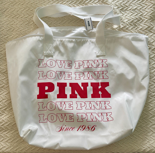 Pink white logo tote bag - pink,
