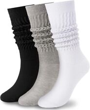 2 Pairs Womens Slouch Socks Cotton Scrunch Knee High Extra Long and Heavy Socks 