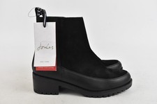 Women's Joules Ankle Chelsea Boots Black Leather & Suede UK Size 5 BNWT