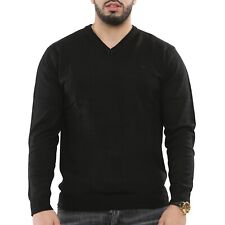 Mens V Neck Jumper Long Sleeve Sweater Classic Plain Pullover Top Sweatshirt