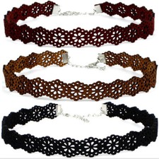 Leather choker charm - leather, necklace