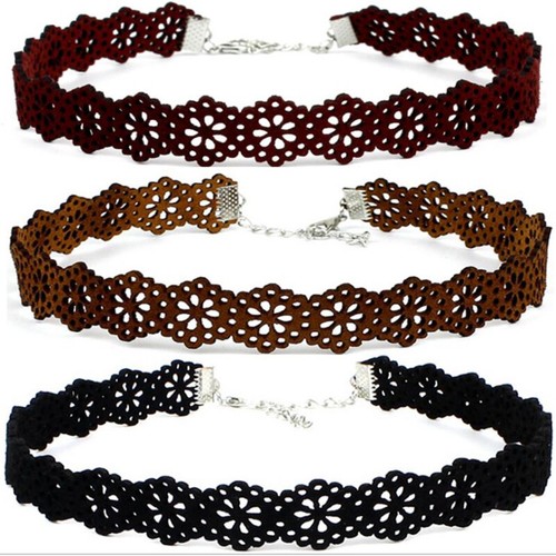 Leather choker charm - choker, necklace