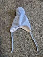 Satila pale blue baby boy pom pom hat - newborn