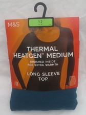 LADIES MARKS & SPENCER DARK TURQUOISE THERMAL HEATGEN EXTRA WARMTH TOP SIZE 12