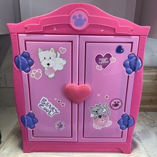 BAB Build A Bear Workshop Pink Wardrobe  With Rail, Shelves, Draw & Hangers