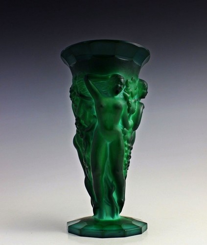 Art deco malachite jade glass - malachite,