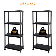 NEW! 2x 4 Tier Black Plastic Heavy Duty Shelving Racking Storage Unit