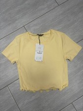 Zara yellow ruffle crop top