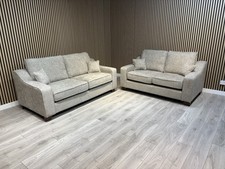 NEBRASKA Premium Fabric 3 Seater + 2 Seater Sofa Set, Stone - RRP £1,899