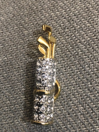 Brooch golf bag clubs gold - golf,