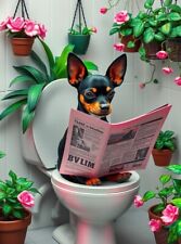 Miniature Pinscher on Toilet metal sign, Pinscher sign,  Pinscher Plaque