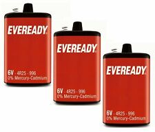 3 x Eveready 6V 4R25R PJ996 Heavy Duty Battery Mercury Cadmium Torch Lantern