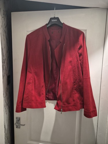 Ladies red suede - suede, jacket