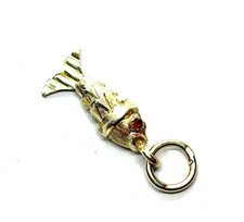 Vintage Small Textured Silver  Articulated Fish Pendant or Charm