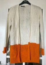 Marks and Spencer Cream and Orange Block  Long Cardigan Size Small - Worn Once