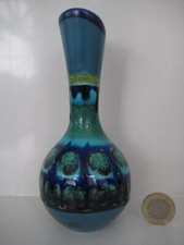 MCM VINTAGE RETRO 70s FLORA GOUDA HOLLAND KERAMIEK TURQUOISE HANDPAINTED VASE
