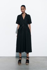 BNWT Zara Black Linen Belted
