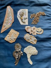8 Vintage Sequined/Beaded Floral Appliques/Embellishments/Motifs