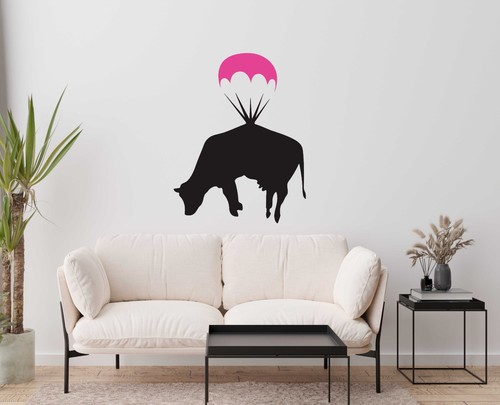 Banksy parachute cow stencil - banksy,