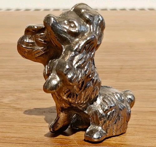 Vintage small pewter dog - vintage,