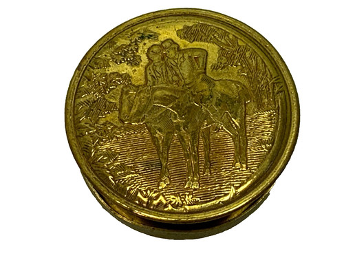 Snuff box tin round - tin, brass