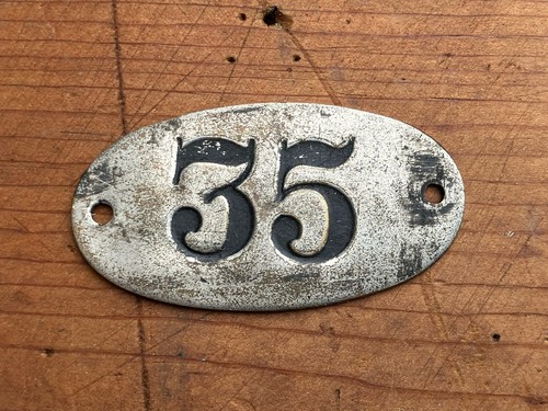 Antique number tag metal - number,