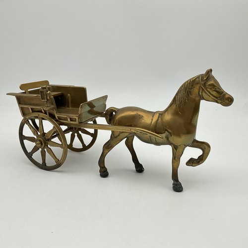 Vintage brass horse with cart - horse,