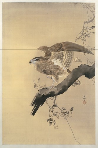 Mosaic ceramic panel hawk - ceramic, of