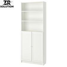 Bookcase with Doors White 80x30x202cm BILLY/OXBERG IKEA Living Room Adjustable