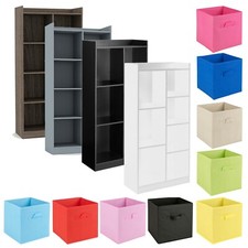 Tall Wooden 7 Cube Bookcase Shelving Display Storage Unit Cabinet Shelves NEW