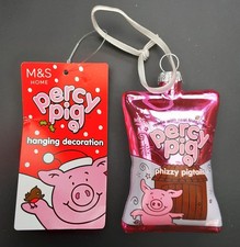 M&S GLASS PERCY PIG PHIZZY PIGTAILS SWEETS CHRISTMAS TREE DECORATION - NEW + TAG
