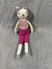 Anthropologie Plush Cat Doll – Pink Outfit, Leopard Headband, Soft Toy