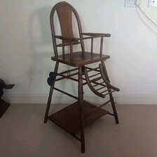 Antique Metamorphic Childs High Chair Bent Wood Desk With Wheels. Free Delivery 